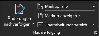 Menu d'options du mode de correction Word