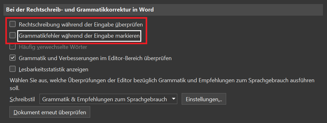 Désactiver le correcteur orthographique de Word