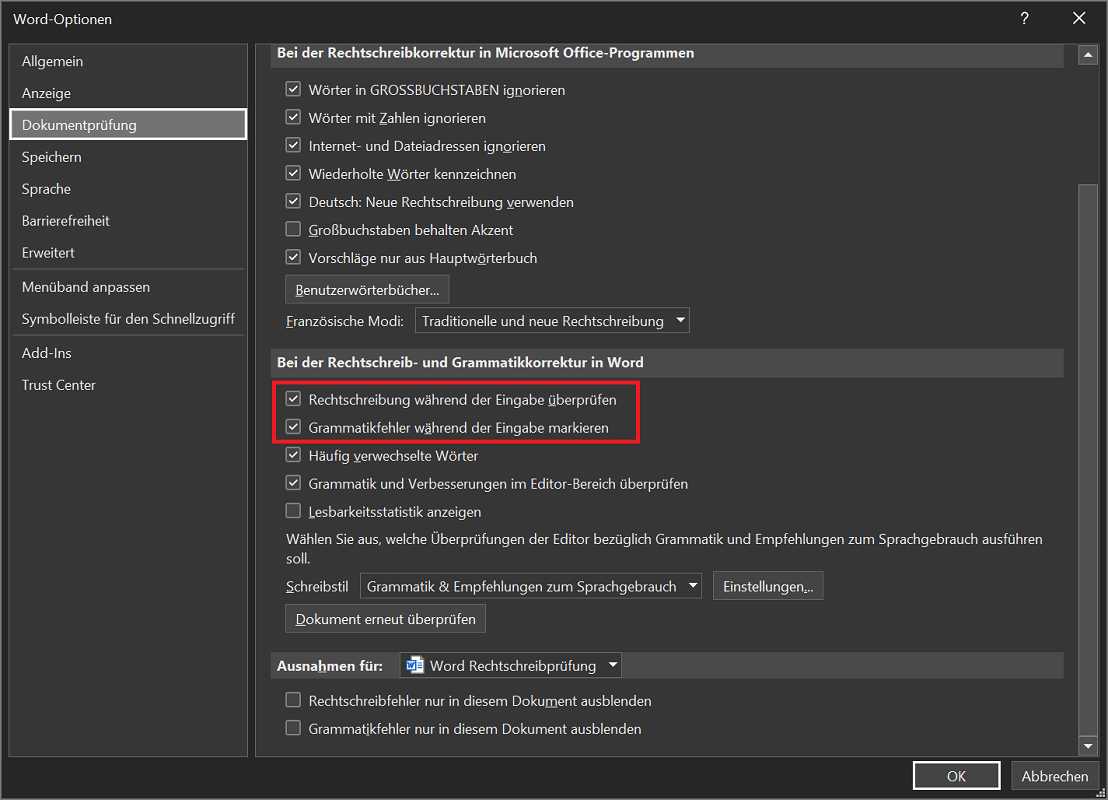 Activer le correcteur orthographique de Word