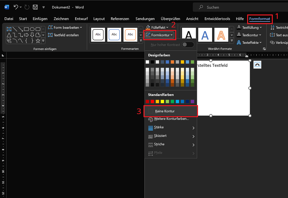 Supprimer la bordure d'une zone de texte dans Word
