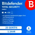 Bitdefender Total Security Family | 25 appareils | 1 an