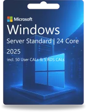 Windows Server 2025 Standard | 24 Core + 50 CAL utilisateur + 5 CAL RDS