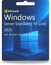 Windows Server 2025 Standard | 16 Core + 50 CAL utilisateur + 10 CAL RDS