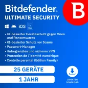 Bitdefender Ultimate Security Family | 25 appareils | 1 an
