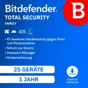 Bitdefender Total Security Family | 25 appareils | 1 an