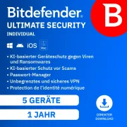 Bitdefender Ultimate Security Individual | 5 appareils | 1 an