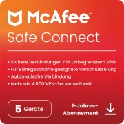 McAfee Safe Connect VPN | 5 appareils | 1 an