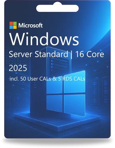 Windows Server 2025 Standard | 16 Core + 50 CAL utilisateur + 5 CAL RDS