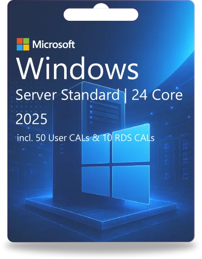 Windows Server 2025 Standard | 24 Core + 50 CAL utilisateur + 10 CAL RDS