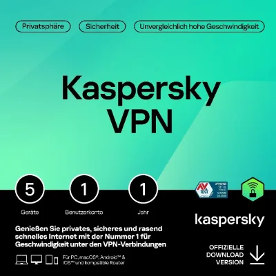 Kaspersky VPN Secure Connection | 5 appareils | 1 an