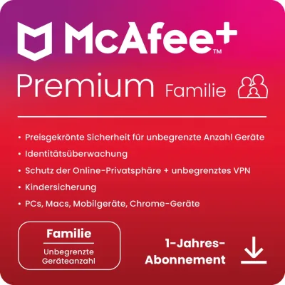 McAfee+ Premium Family | 6 utilisateurs | 1 an